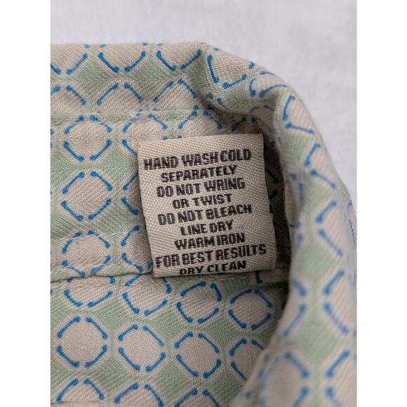 Vintage Silk Mens Short Sleeve Button Down Shirt - XL Dot Pattern - Picture 6 of 7